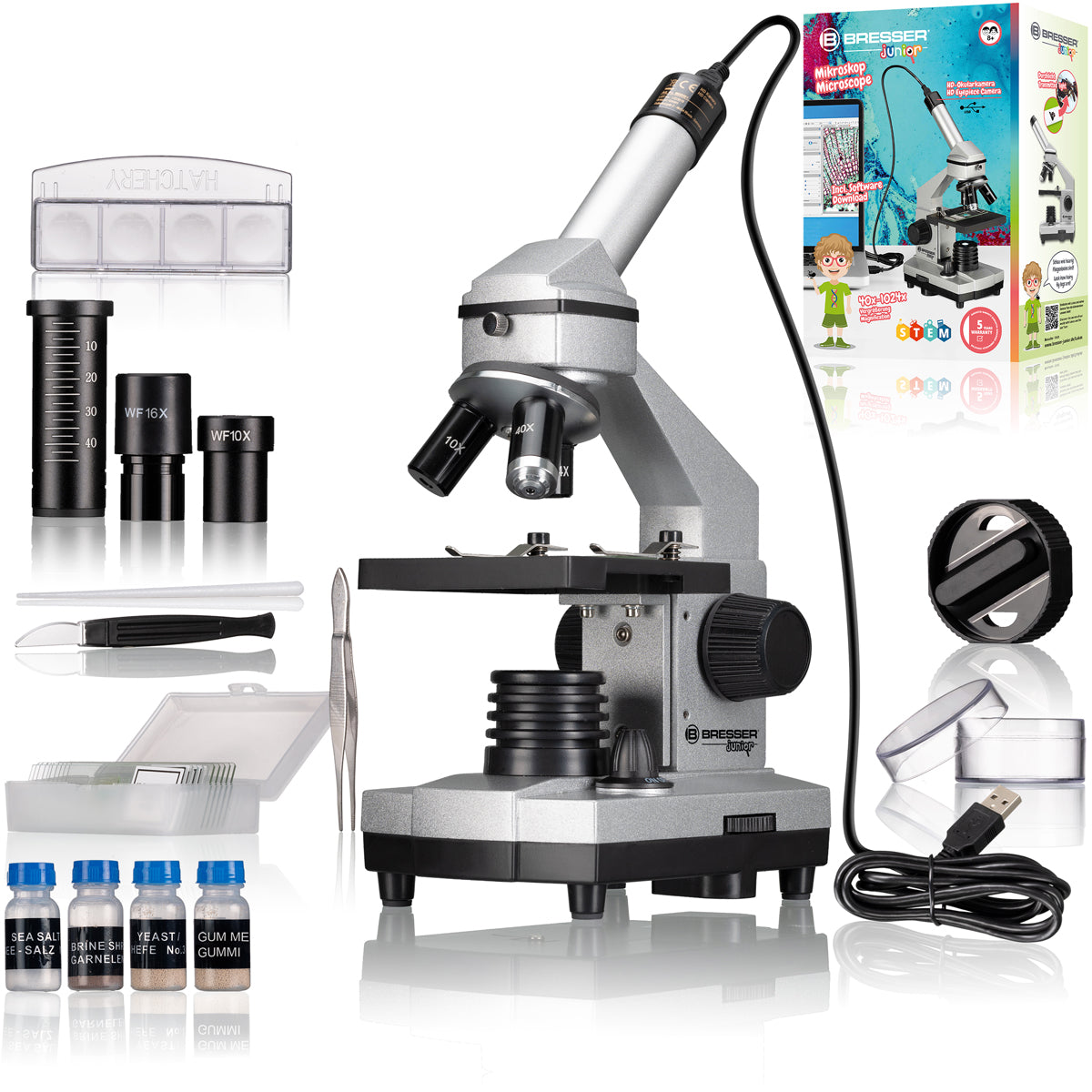 Bresser Junior 40x-1024x Microscope with HD Eyepiece Camera