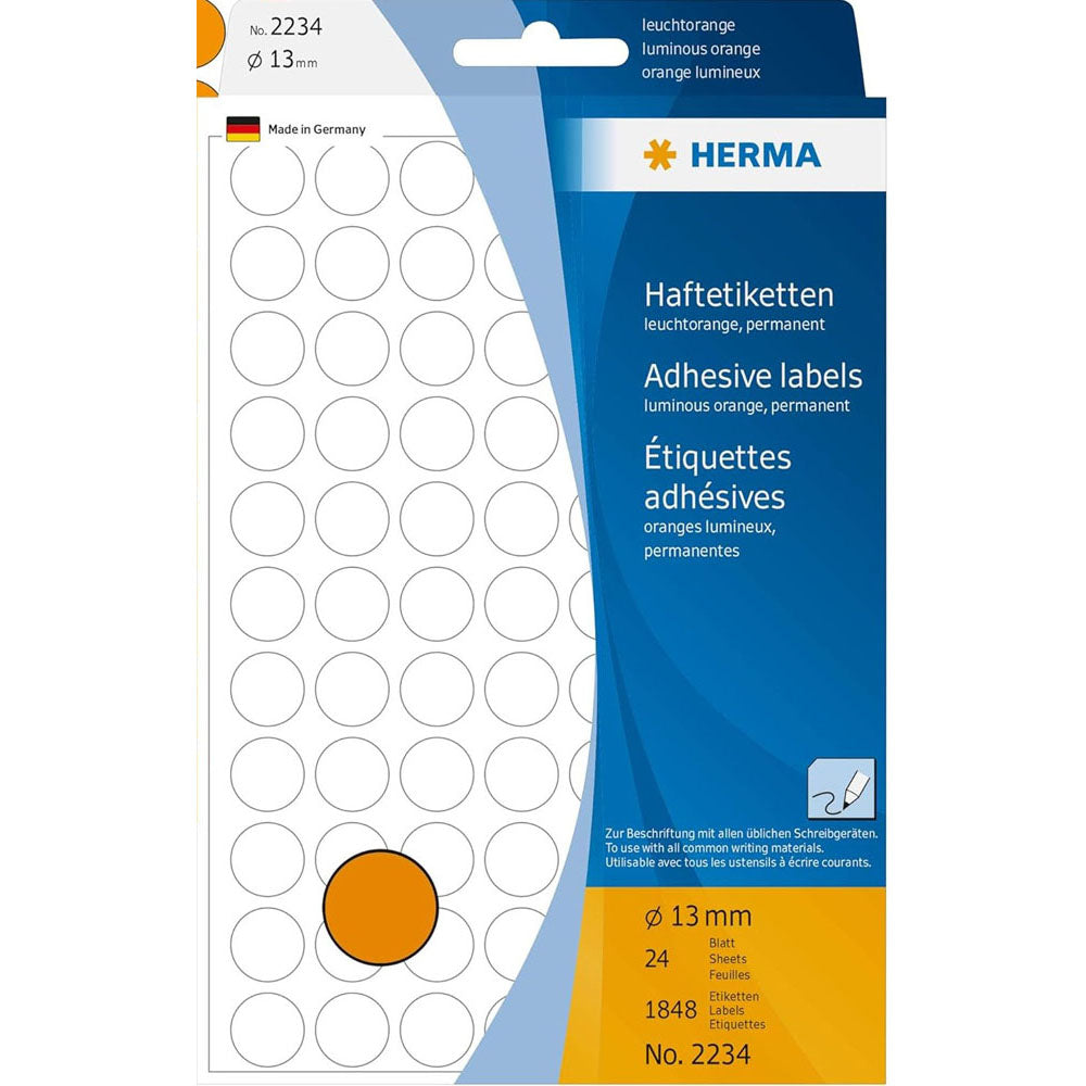 ヘルマの明るい色のドットラベル(オレンジ)