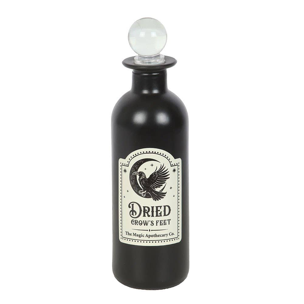 Dried Crow's Feet Decorative Glass Potion Bottle