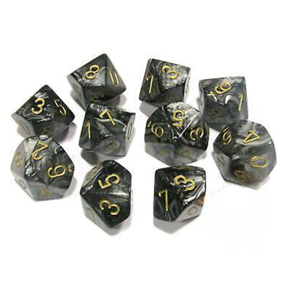 Chessex D10 Polyedrisches 10-teiliges glänzendes Set