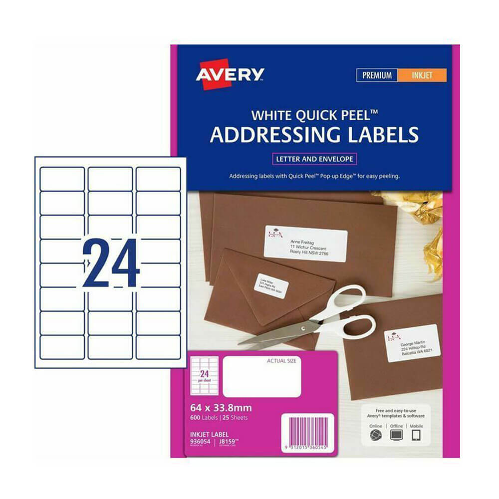 Avery Inkjet -adresseetiket (25pk)