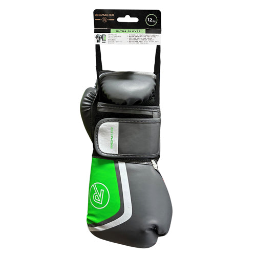 Ringmaster Ultra Training Boxing Glove 12oz (Grey/Fluoro Green)