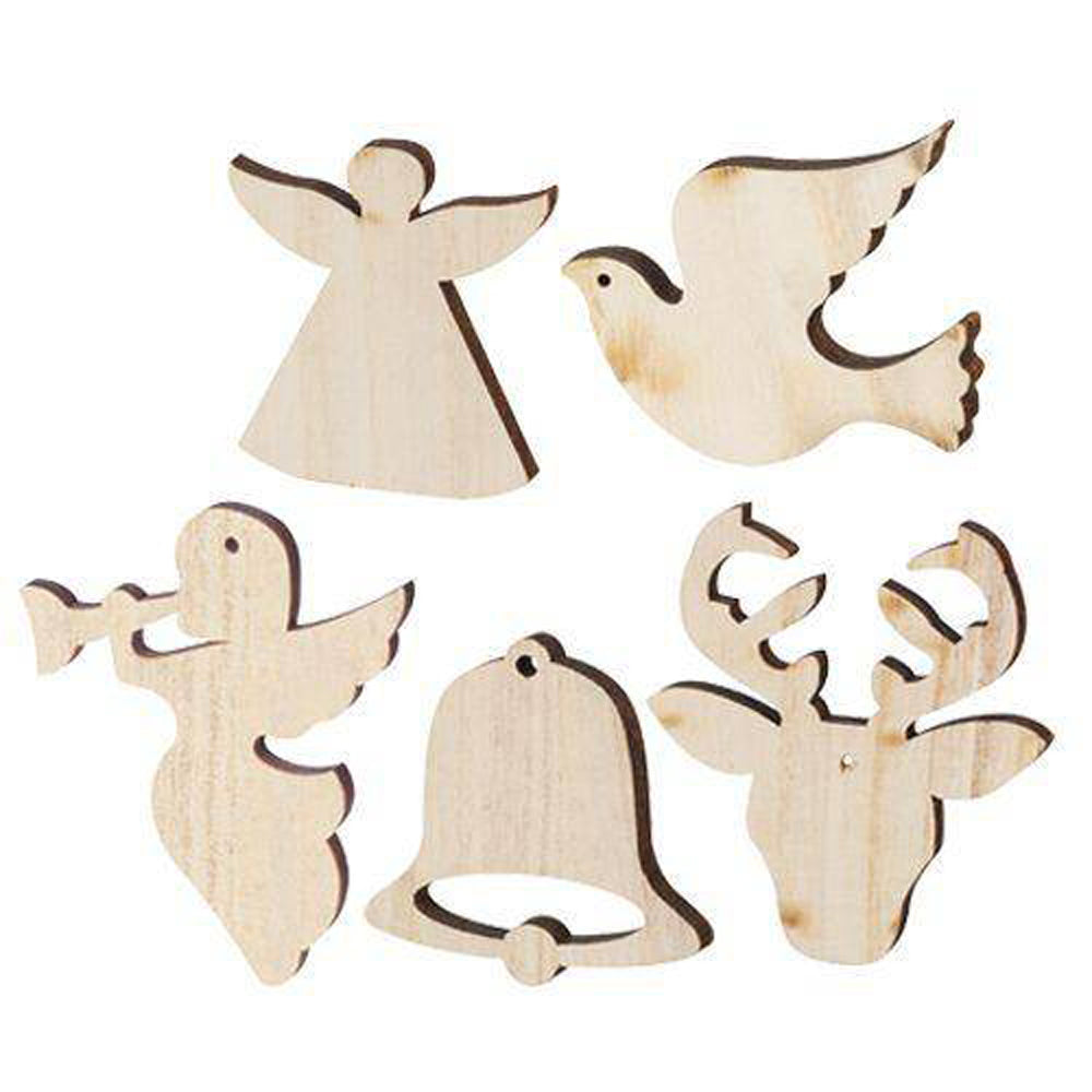 Wooden Christmas Shapes Large 30pcs