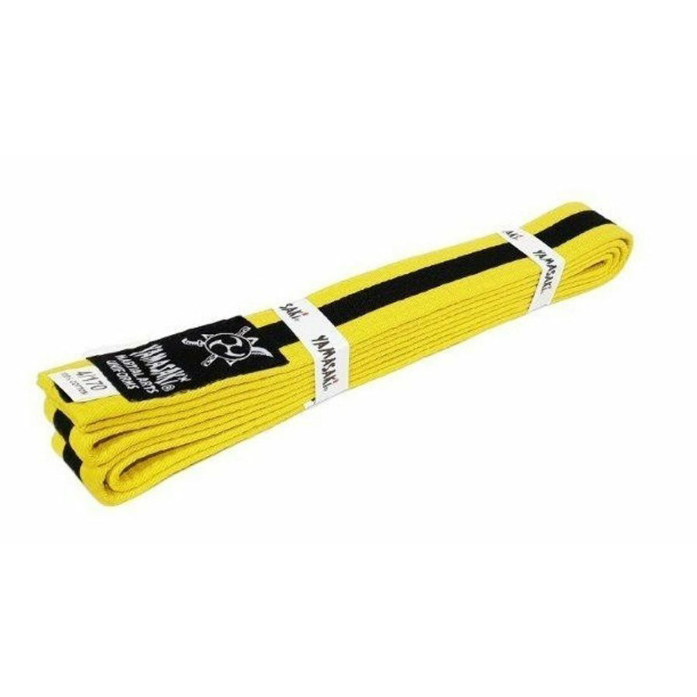 Yamasaki Coloured Martial Arts Belts w/ Black Stripe (Yellow)