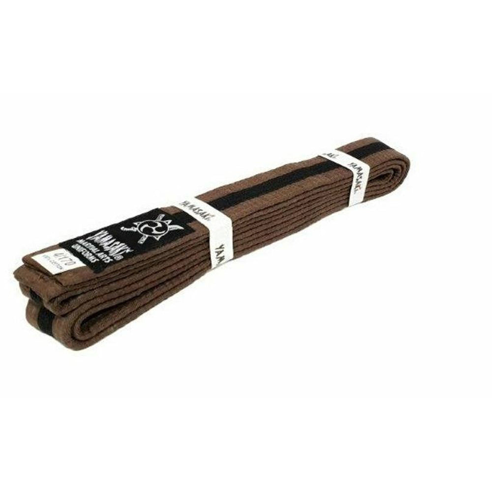Yamasaki Coloured Martial Arts Belts with Black Stripe (Brown)