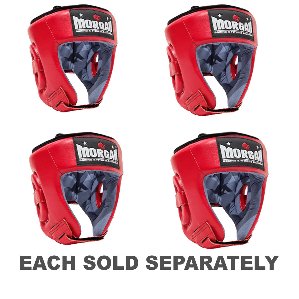 Morgan Platinum Open Face Leather Head Guard (Red)