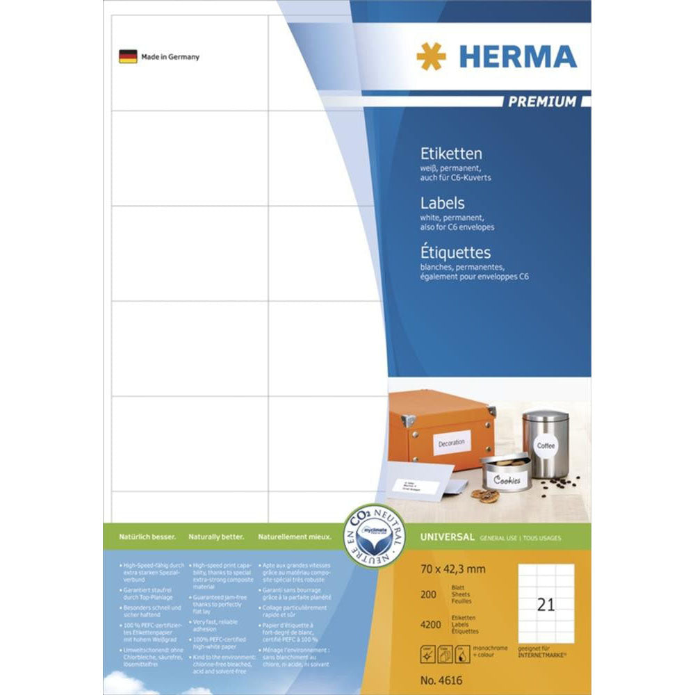 HERMA Premium -mærker A4 70mm 200 pc