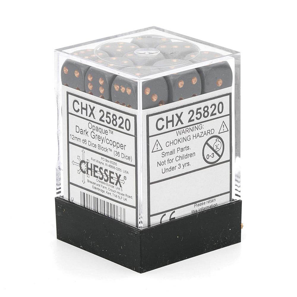 D6 DICE OPAQUE 12mm (36 dados)