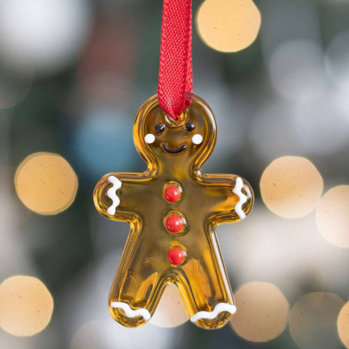 Glass Gingerbread Man Hanging Ornaments (Set of 20)