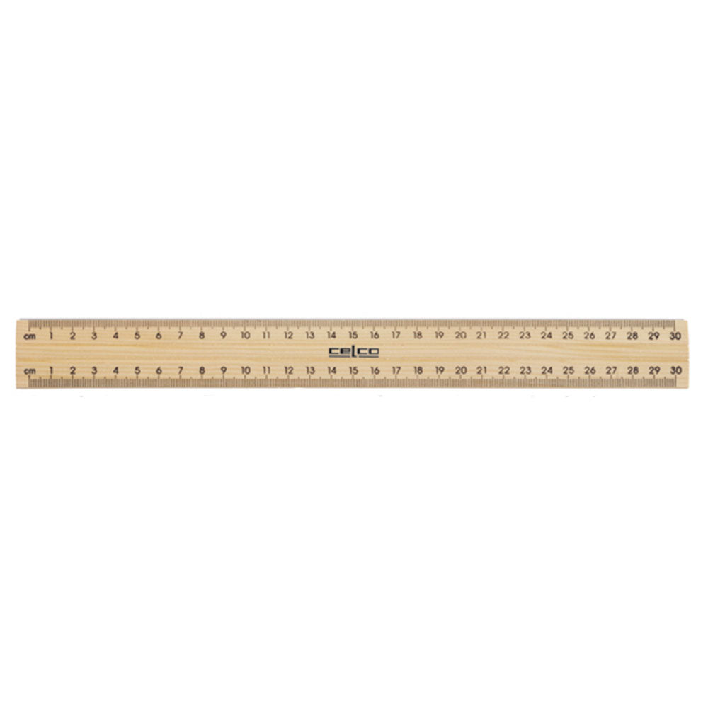 Celco Wooden Ruler with Metal Edge 30cm