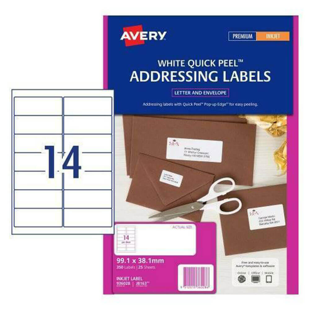 Avery Inkjet -adresseetiket (25pk)